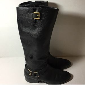 Ralph Lauren Black Tall Leather Boots